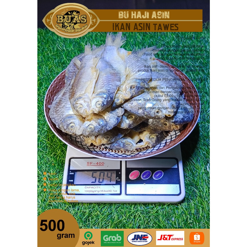 

Ikan Asin Bandung Tawes 500 Gram BUAS | Ikan Asin Bandung | Ikan Asin Tawes | Asin Buas