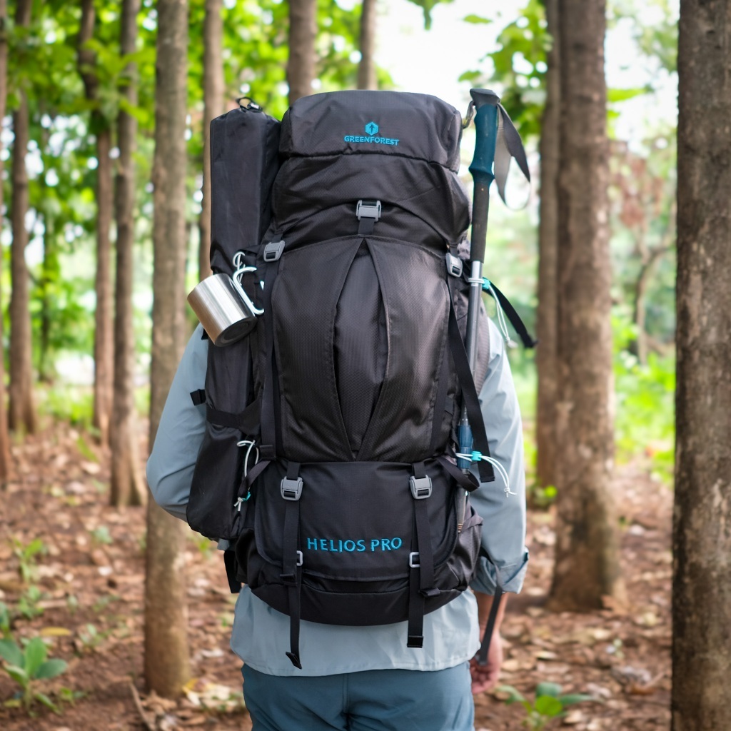Tas Gunung GREENFOREST Helios Hiking Camping Outdoor Tas Gunung Carrier 60+5 L Free Rain Cover Bag O