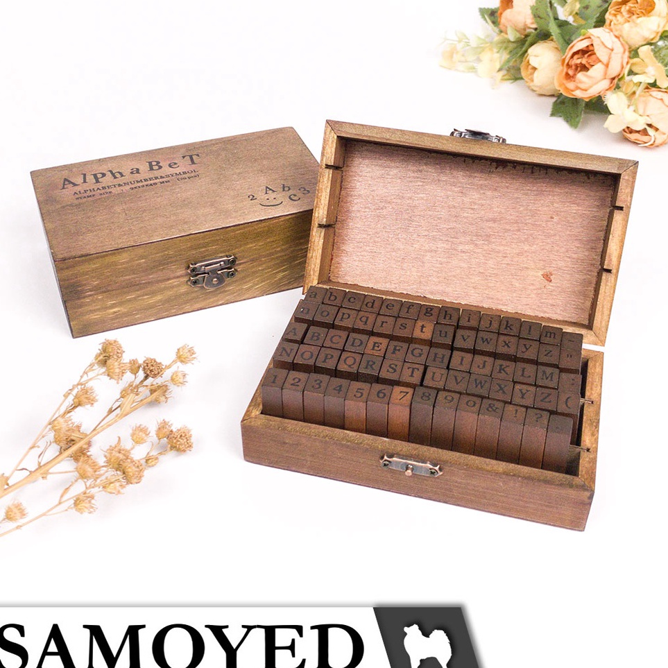 

KODE R6R4 Set 7 Stempel Cap Huruf Alfabet Angka Nomor Letter Alphabet Number Symbol Stamp Set Kotak Kayu Samoyed STMAN7