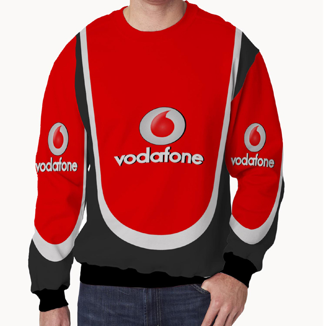 Crewneck Vodafone Jersey Sweater Fullprint Bahan Polyester Jersey | PO 3 Hari