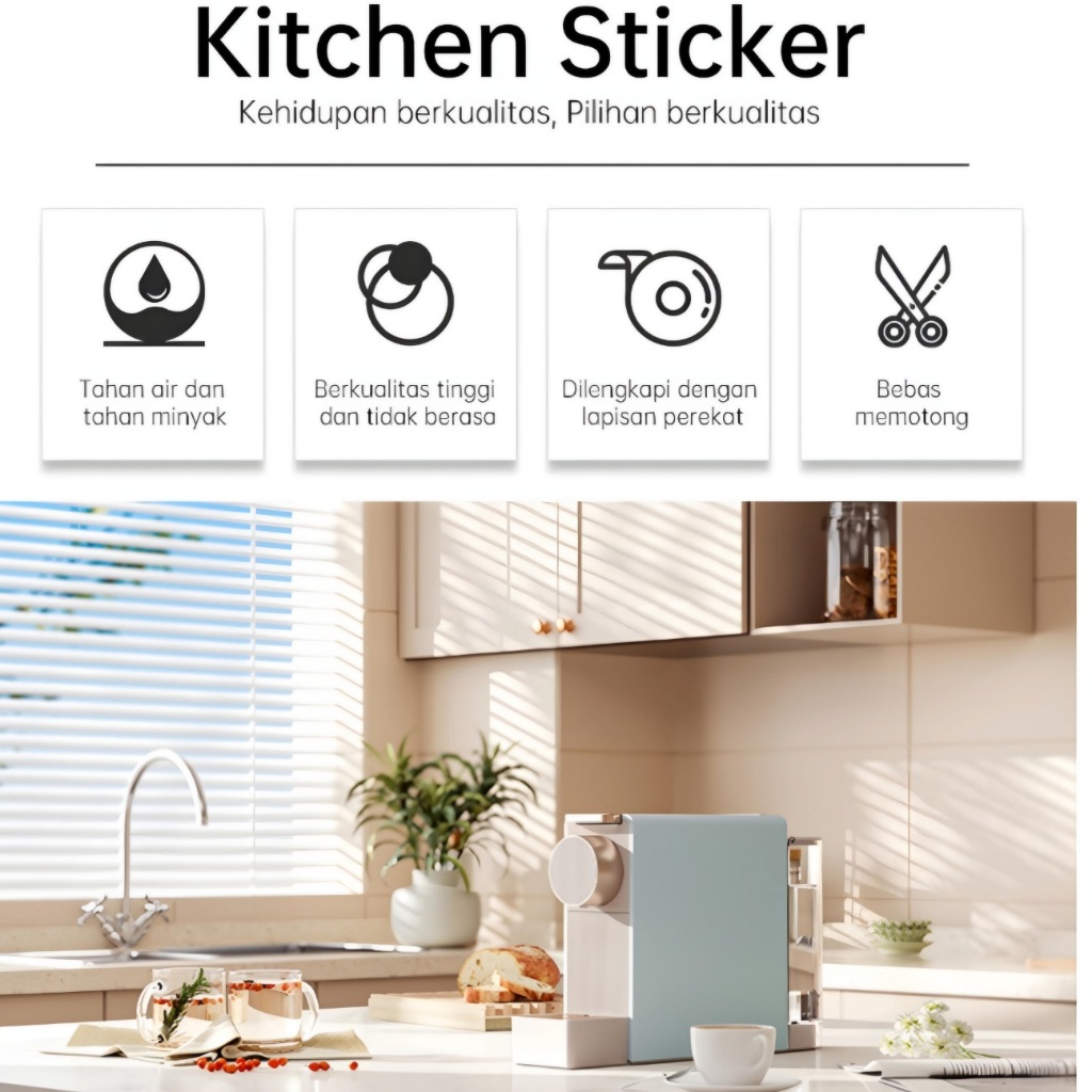 [WALLPAPER DAPUR] Wallpaper Kitchen Sticker Dinding Kamar Mandi Tahan Air Api Minyak