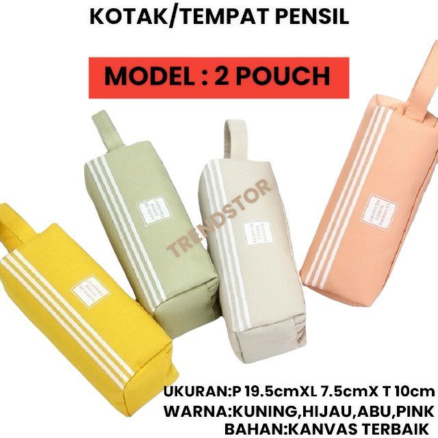 

COD Kotak Pensil Dan Stationery Dua Zipper Dompet Pensil 2 Pouch/Tempat Alat Tulis Perlengkapan Sekolah 2 Sisi Multfungsi