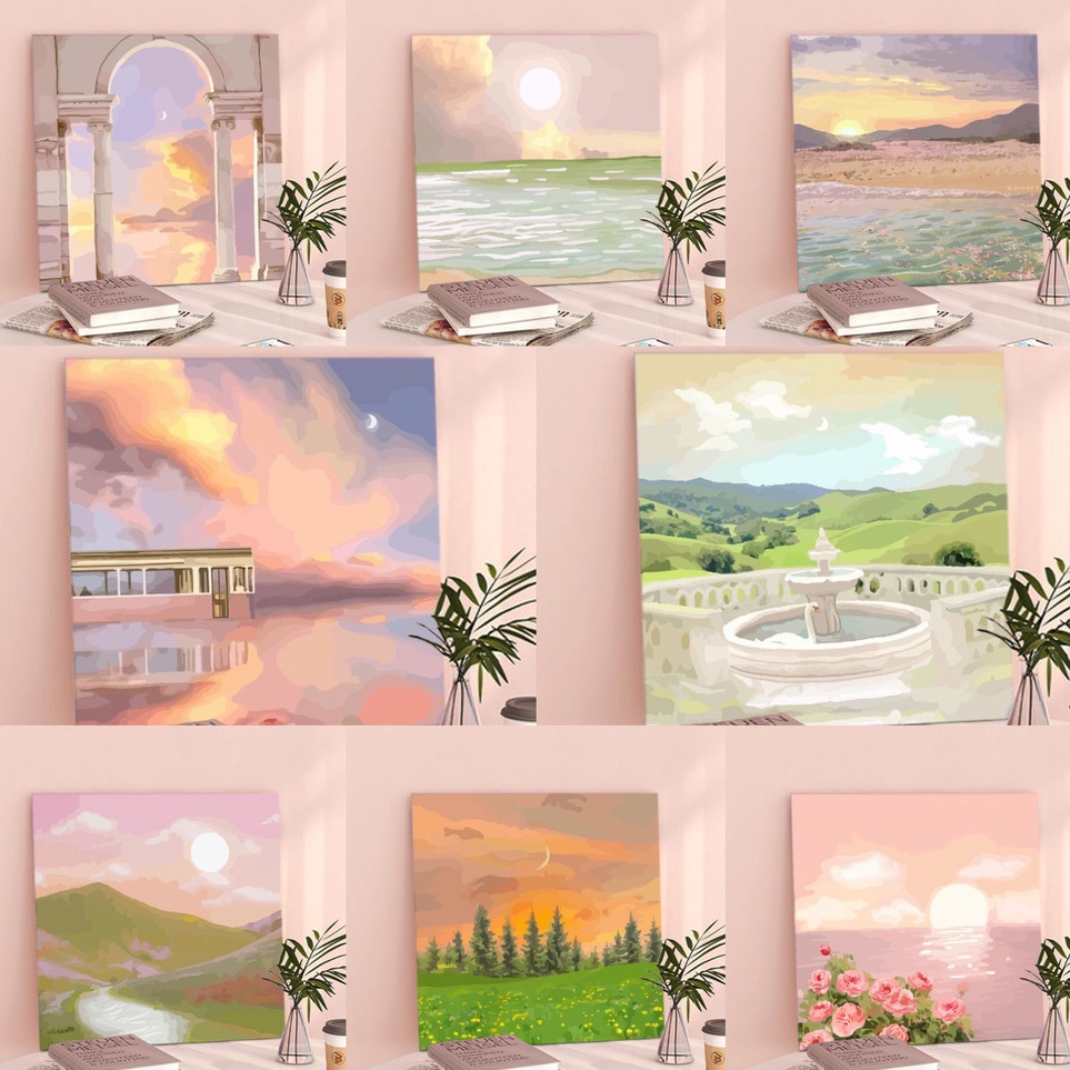 

Hadir Surprise Paint By Number 2x2 Nature Series DIY Painting Kit Canvas Paint By Number Kit Digital Aesthetic Kanvas Lukis Landscape