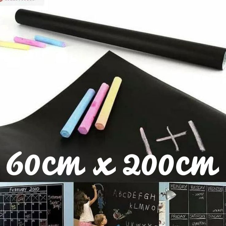 

Baru Terkini 2 Meter Blackboard Sticker stiker papan tulis kapur free 5 kapur dan white board free spidol
