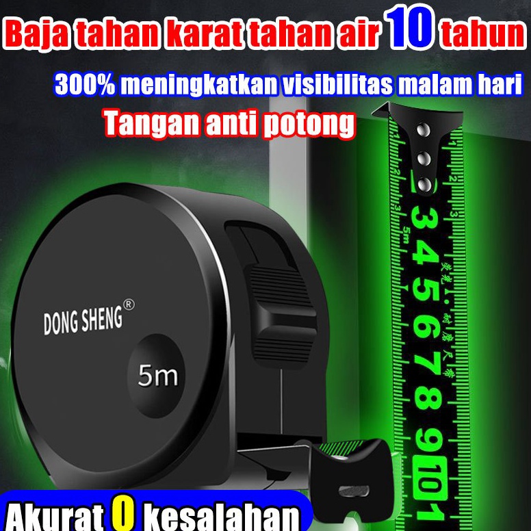 

KODE S78G 1 tahun tahan air dan tahan karat penggaris neon teknologi hitam dengan pita pengukur impor 5 meter 1 meter menebal penggaris meter persegi tahan aus presisi tinggi