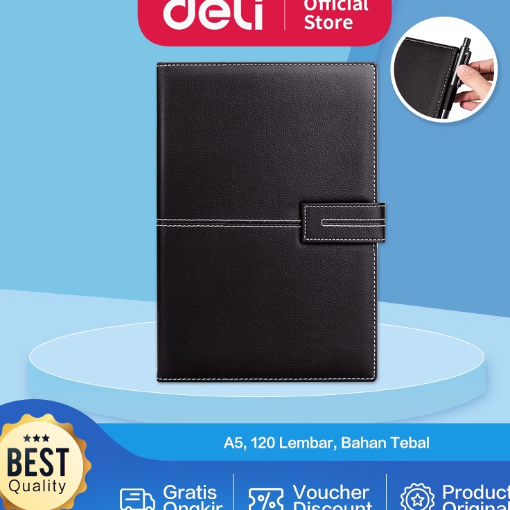 

Pusat Populer Deli Leather Cover Notebook Buku Catatan Agenda Sampul Kulit A5 12 Lembar Magnetic Lock EN142L