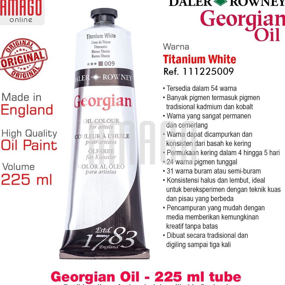 

Sedang Promo Cat Minyak Lukis DALERROWNEY Georgian Oil Paint 225 ml Titanium White 1112259