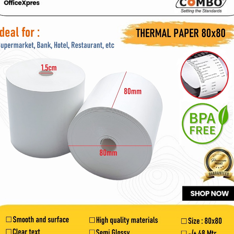 

Dijamin Terbaik Kertas Struk Kasir Thermal 8x8 Bulk Thermal Paper Roll 8 x 8 Kertas Roll Kertas Cetak Resi Kertas Print Struk