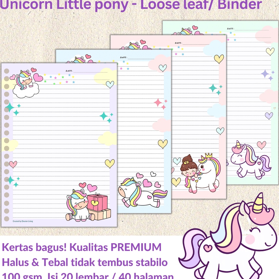 

Harga Terbaru UNICORN little Pony Loose leaf Isi Kertas File binder A5B5 Tebal Refill Map Binder Line Grid Dotted Blank Garis Kotak Titik Polos Color Warna Lucu CHESTER LIVING