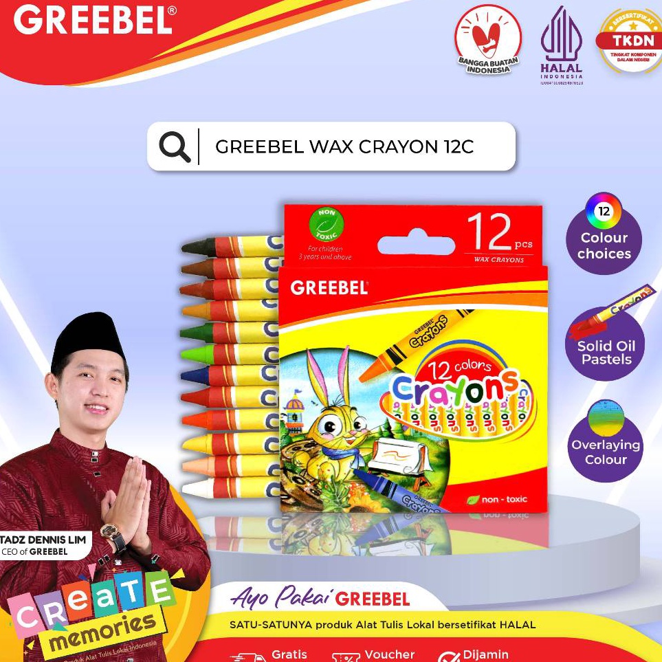 

Serba Update GREEBEL Crayon Krayon WAX CRAYON isi 12 WARNA cerah tidak berdebu utk Art Anak Sekolah tidak beracun non toxic