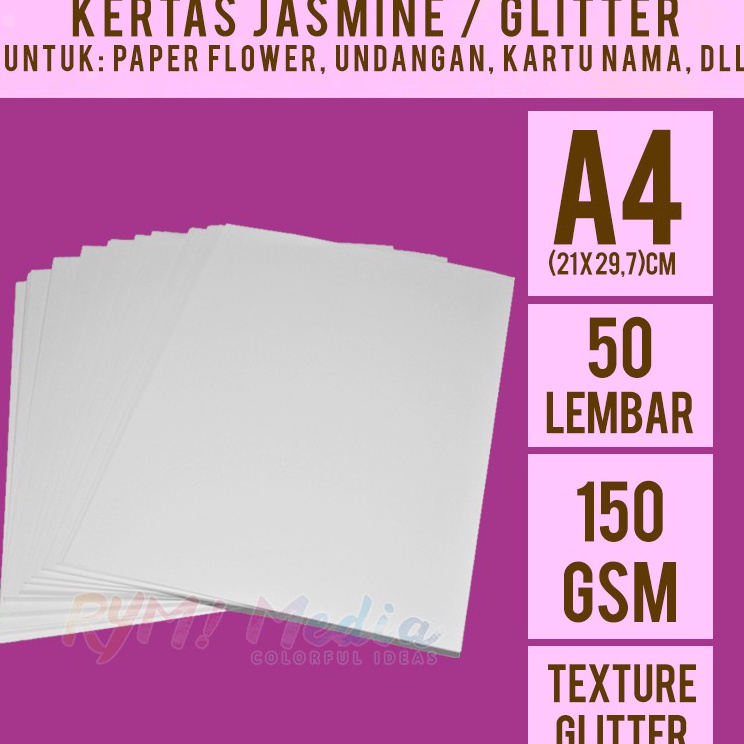 

Serba Menarik Jasmine Glitter 15 gsm A4 isi 5 lembar Kertas Jasmine Glitter Putih A4 15 gram Kertas Blangko Undangan Karton Ijasah Sertifikat Flower ukuran A4