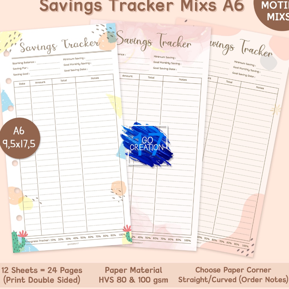 

Obral Meriah Buku Planner Refill Kertas Saving Tracker Motif Premium 6 ring a6