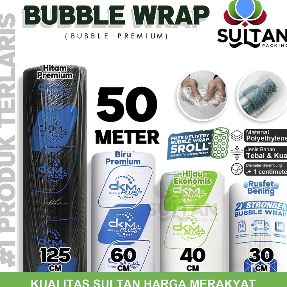 

Buruan Serbu Plastik Bubble Wrap 5Meter Bubblewrap RUSFET DKM PLUS PREMIUM EKONOMIS ROLL