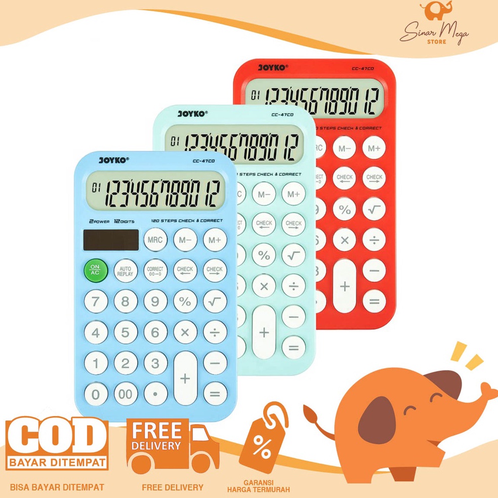 

KODE B2O5 Joyko Calculator CC47CO Kalkulator 12 Digits Check Correct Kalkulator Meja Kantor Office Murah Berkualitas