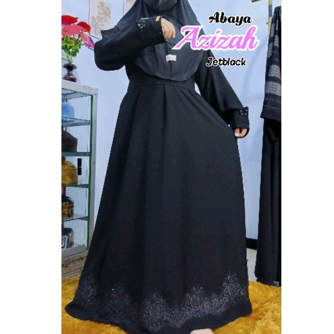 ABAYA AZIZAH /GAMIS HITAM JETBLACK TEMBORO