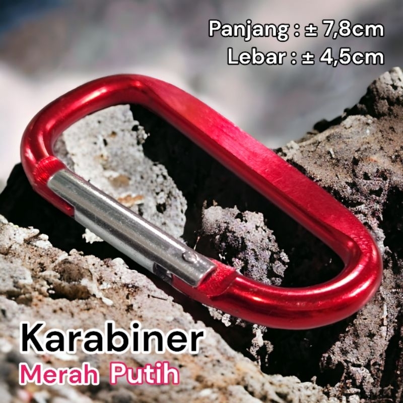 Karabiner Carabiner Besar Sedang Kecil Merah Putih Gantungan Kunci