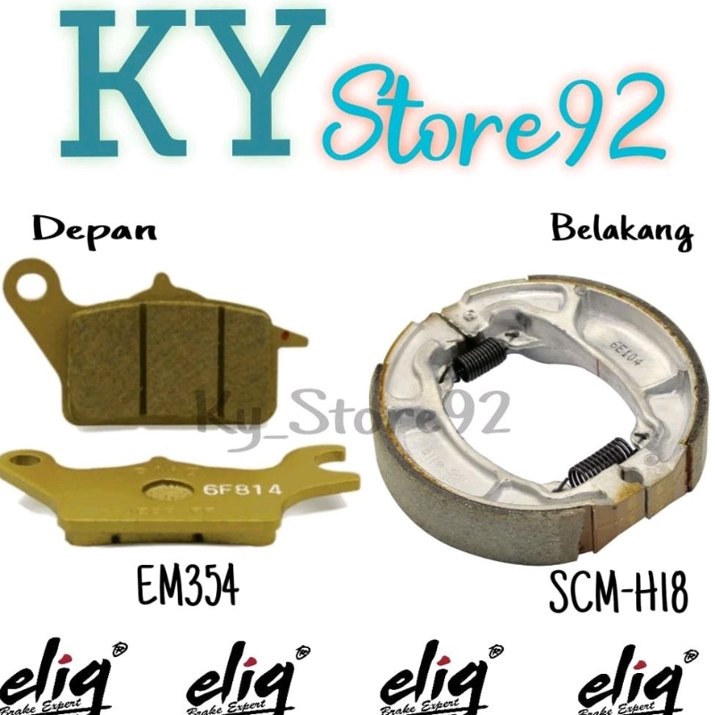 Elig Kampas Rem Depan EM354 & Belakang SCM-H18 Beat . Beat FI . Beat FI ESP . Beat Street . Beat Pop