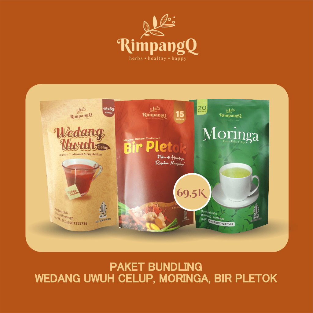 

RIMPANG Q [ Paket Wedang Uwuh Celup+Bir Pletok+Moringa daun Kelor ] Original Halal