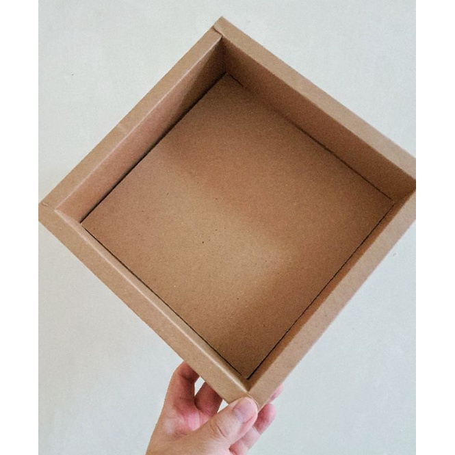 (  5 PCS ) kardus coklat 22x22x6 cm dus mika packing kue box kemasan makanan kotak mika hampers