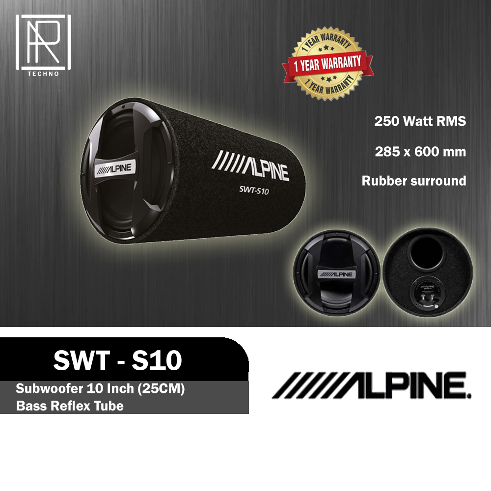Alpine SWT-S10 Subwoofer 10 Inch Aktif untuk Kolong Mobil Rakitan Berkualitas car Audio Reflex Tube