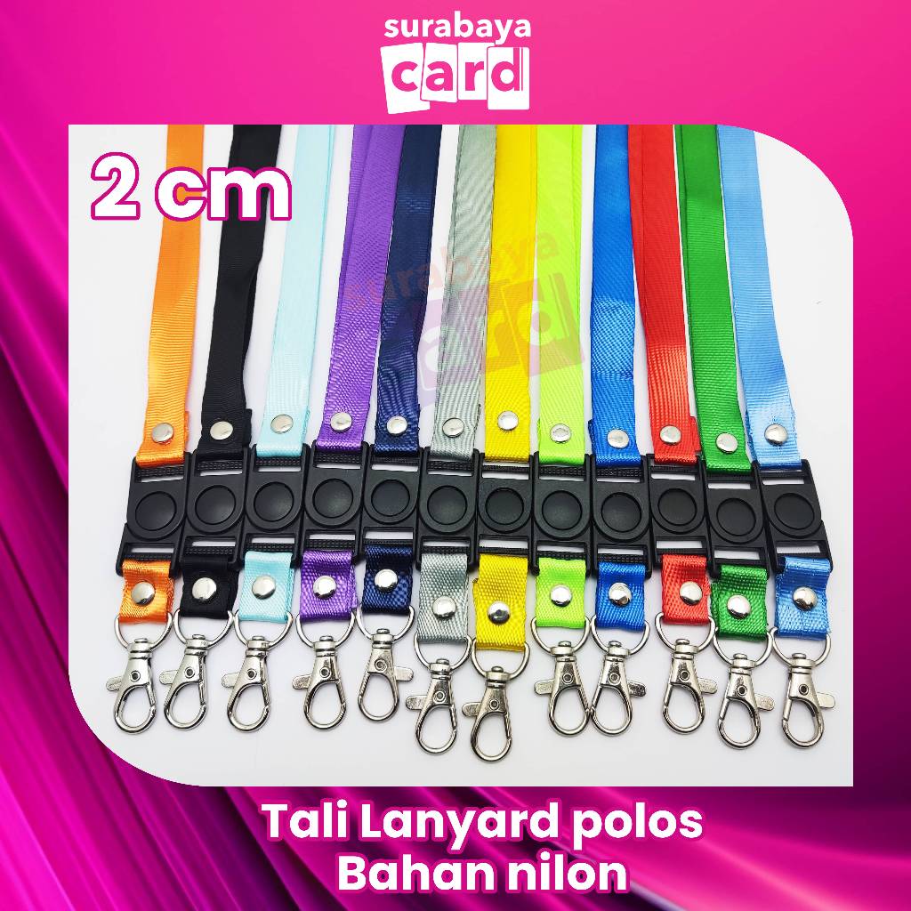 

Tali lanyard Gantungan idcard name tag Polos uk. 2 cm bahan nylon polos