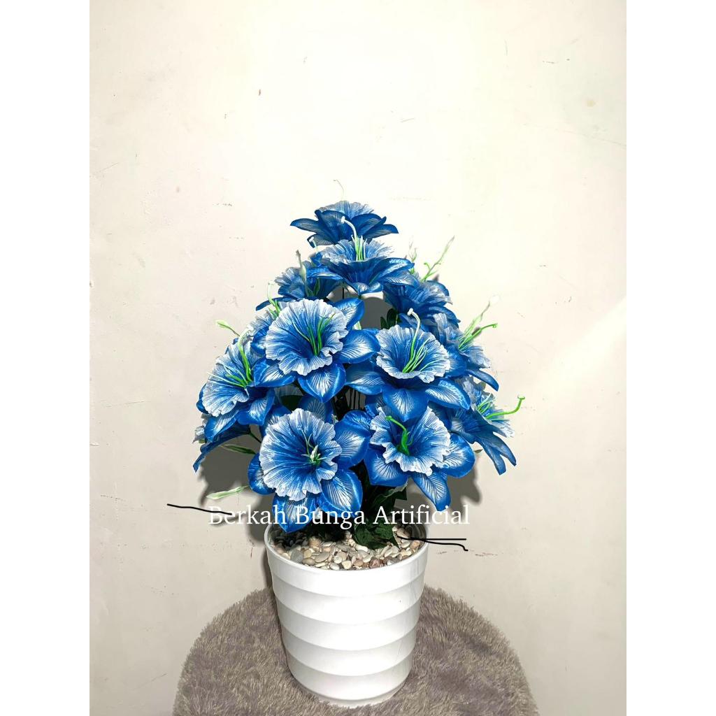 Bunga Amarilis Sepatu Artificial aron panda 18kuntum dengan pot standing corong bunga sudut ruang ta