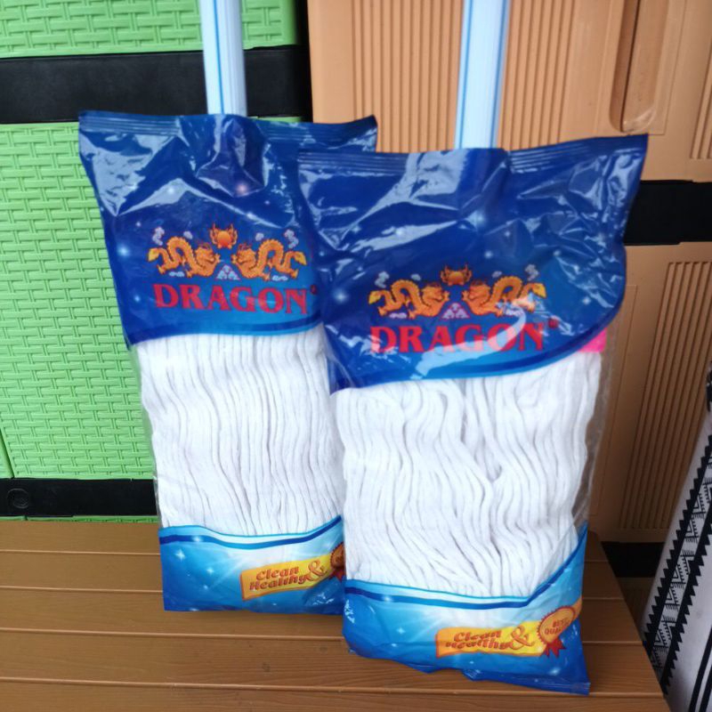 pel pelan lantai segi M sumbu benang lebar gagang panjang merk dragon original