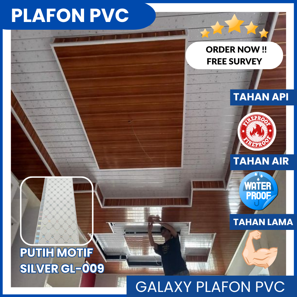 Plafon PVC Elegan Putih Motif Silve/Distributor Plafon PVC Murah/Dekorasi Rumah Minimalis