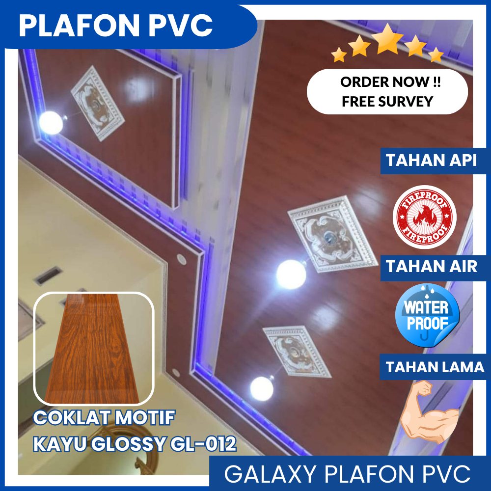 Plafon PVC Murah Elegan Coklat Motif Kayu /Plafon Rumah Minimalis/Distributor Plafon PVC