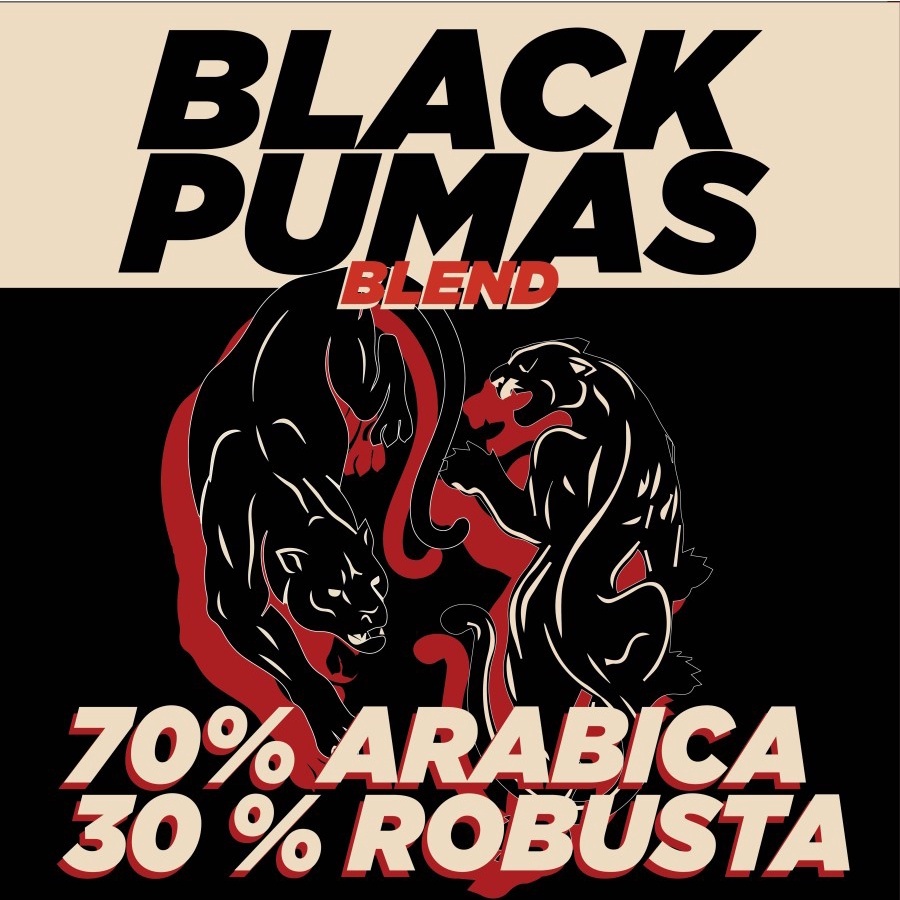 

Black Pumas Blend Coffee Bean 70% ARABICA 30% ROBUSTA Kopi Susu 1000 gr