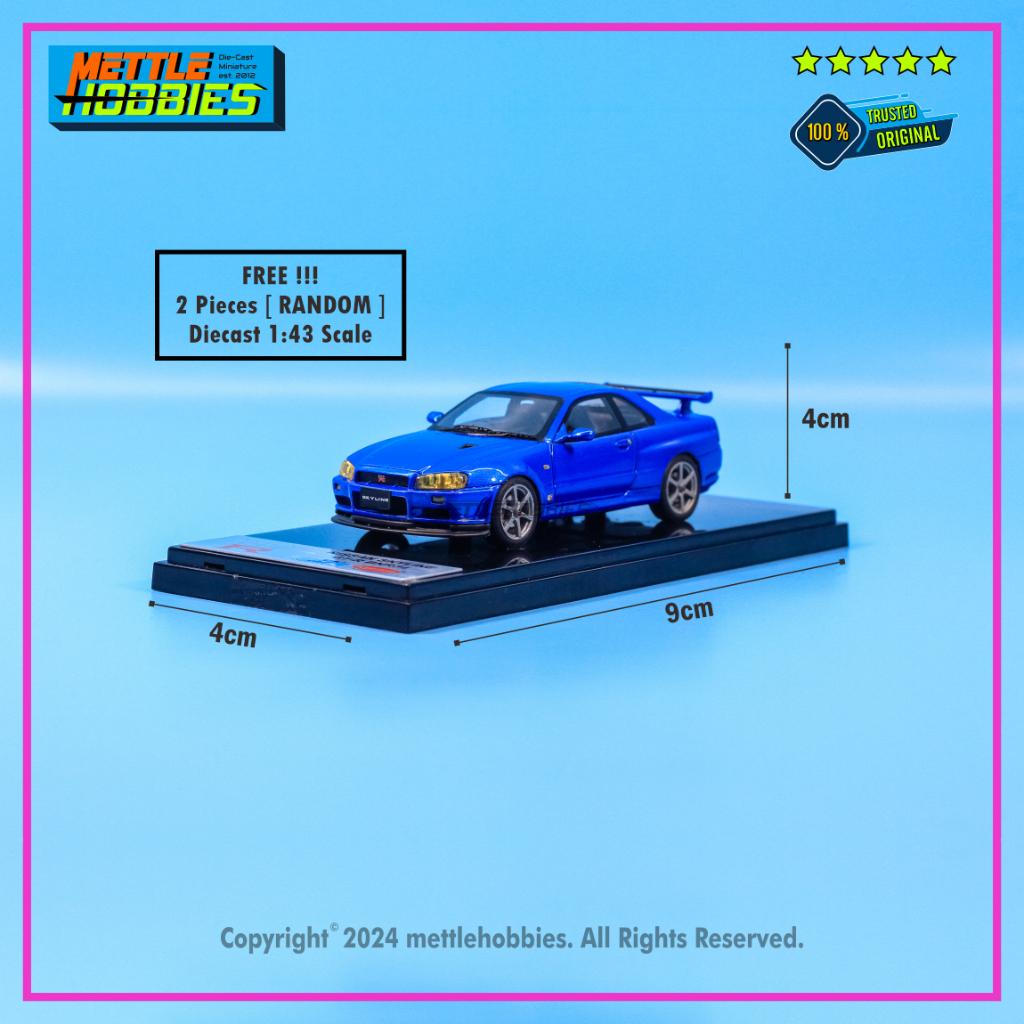 BBR Kyosho Nissan Skyline GT-R ( BNR34 ) Diecast Miniatur Replika Mobil 1:43