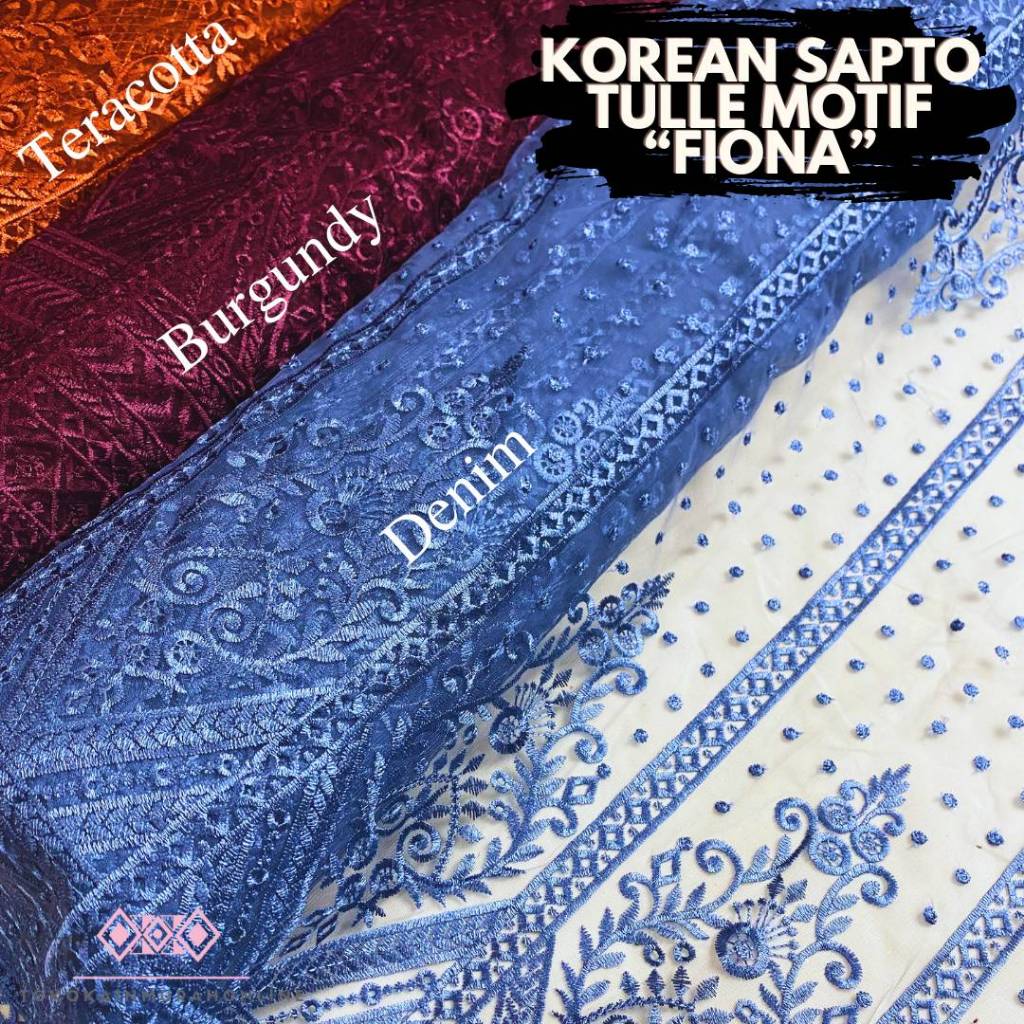Kain Tille Brokat Korea Full Payet TEBAL SAPTO Motif FIONA NEW 2024 Bordir Full Super Premium Mewah