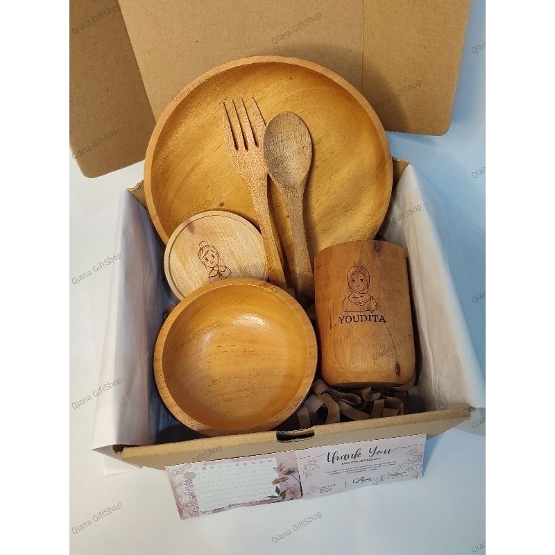 Gift box hampers alat makan kayu free gravir laser
