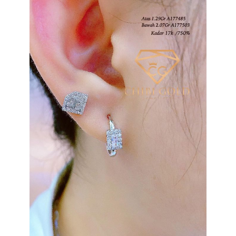 CHIBIGOLD - anting hologram emas 750 kadar 17K A177485 - Chibigold