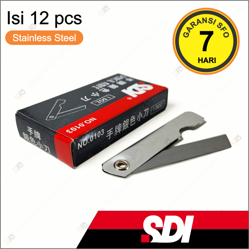 

Pisau Cutter Lipat Mini SDI Metal isi 12 - Alat Bantu Potong Kertas 0103 - SFO Semarang Official
