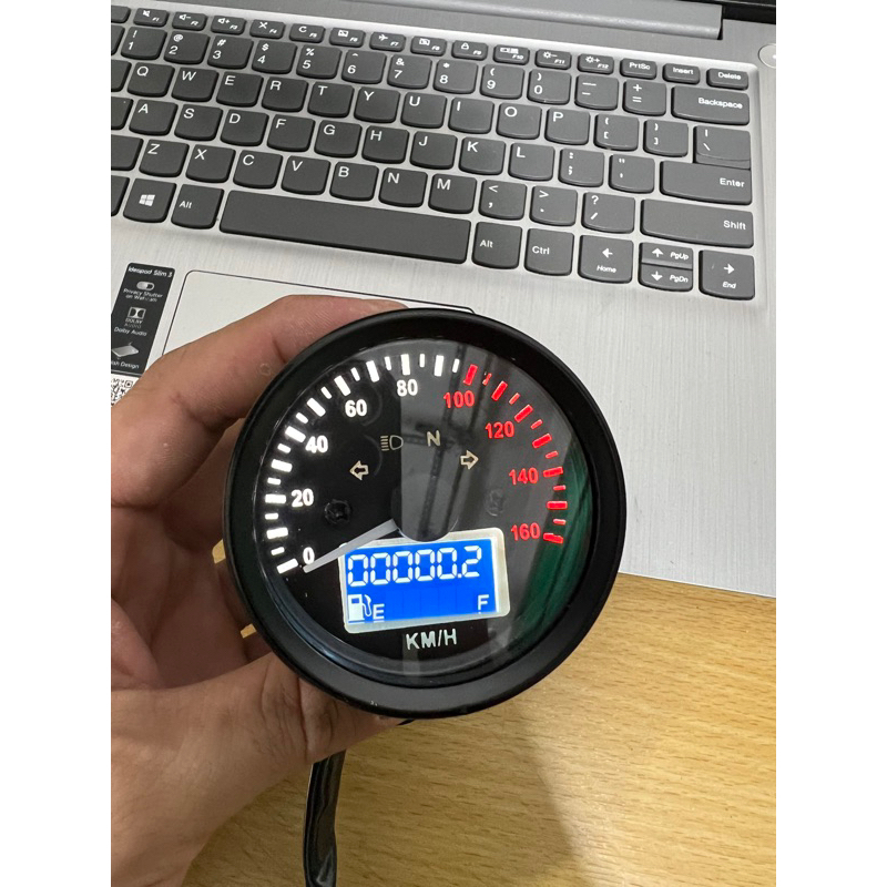 Speedometer Kilometer Universal Digital CB Tiger Rxking Megapro Vixion Motor Model Bulat Hitam