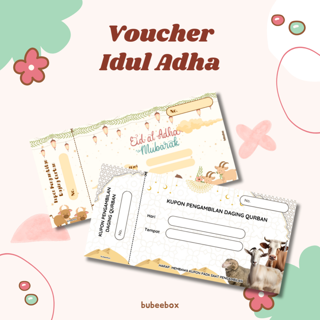 Kupon Voucher Pengambilan Kurban Custom Idul Adha 1 pack isi 50 pcs / Cetak Voucher Pengambilan Dagi