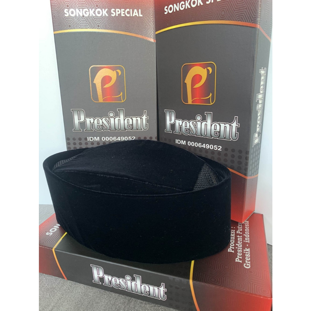 Songkok Peci Kopiah President Special Susun AC Bludru Hitam