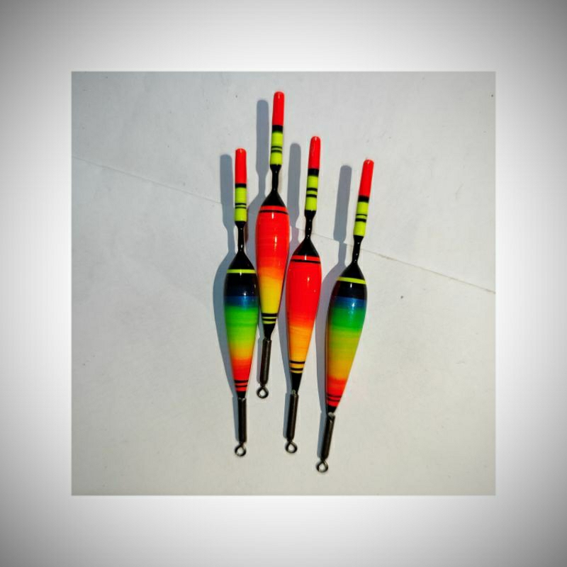Pelampung pancing anti badai non starled bodi kayu ramping panjang 7cm