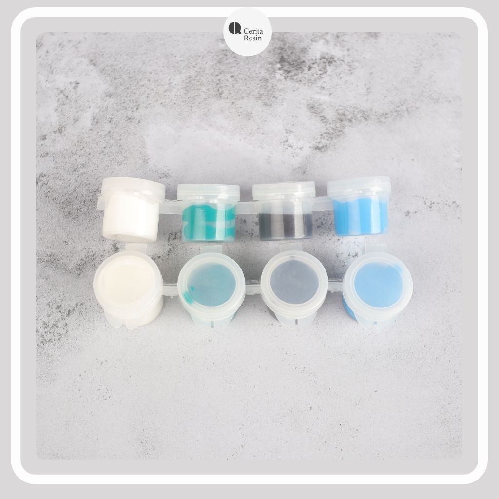 CERITA RESIN - Cat Akrilik Pewarna Lukis 4 Warna (Putih, Biru, Hitam, Hijau)