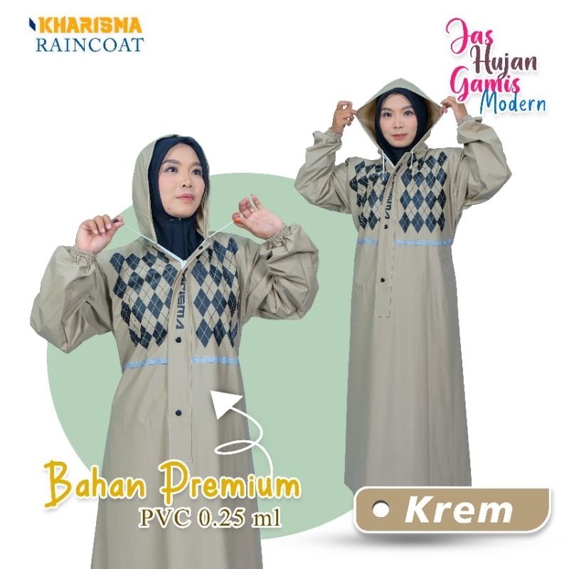 KHARISMA Jas Hujan Gamis Motif Wanita Muslimah Raincoat/Jas hujan Gamis