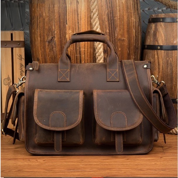 Tas kerja kulit pria - Tas laptop kulit sapi asli Garut