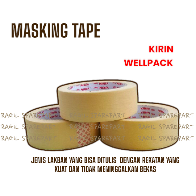 

LAKBAN KERTAS KIRIN MASKING TAPE KUNING 1" X 15M 24MM ISOLASI KERTAS