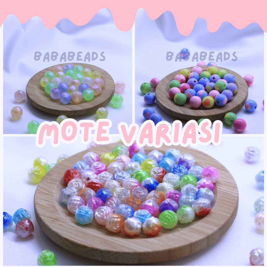 30gr - Mote Variasi/ Mote Bunga/ Manik Manik Bunga/ Manik Manik Love/ Mote Love/ Mote Mutiara/ Mote 