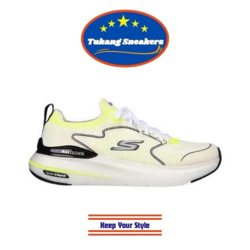 Sepatu Lari Pria Skechers Go Run Max Cushion Hyperburst White Neon Green 220652WTB