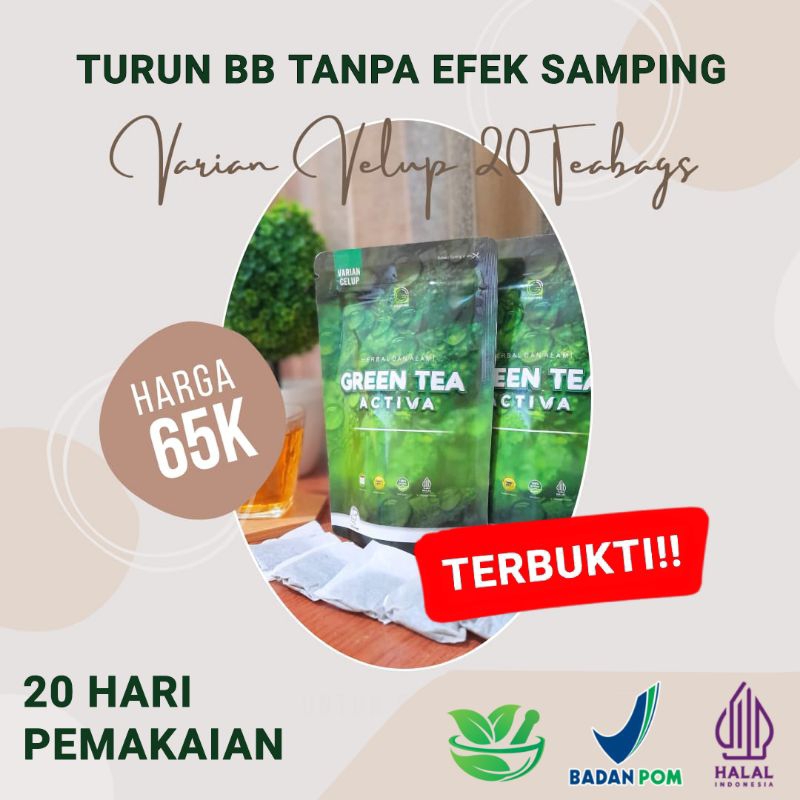 

TEH HERBAL AMPUH TURUN BB 2-7 KG / Green Tea Activa / BPOM / Varian Celup