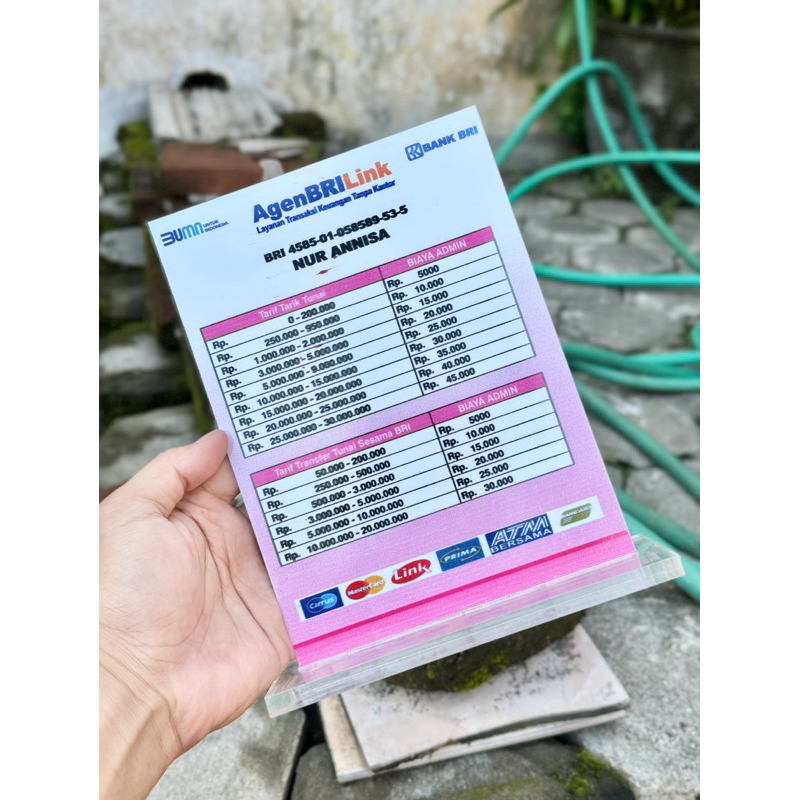 

AKRILIK TARIF AGEN BANK BRILINK BISA CUSTOM UKURAN 15x20 CM