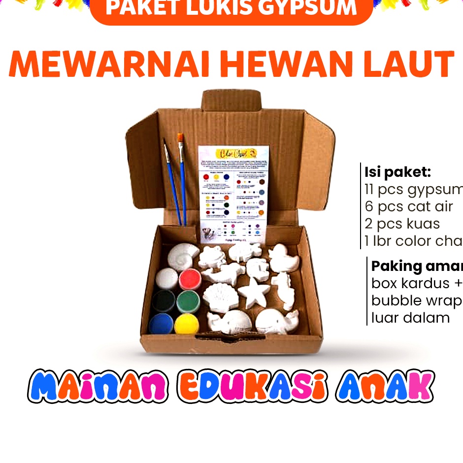 

Baru Hemat Mainan Edukasi Anak Paket Melukis Mewarnai Patung Gipsum Set Alat Lukis Lengkap Kuas Cat Air Akrilik Painting Gypsum DIY Hewan Laut Serangga Kendaraan Cupcake