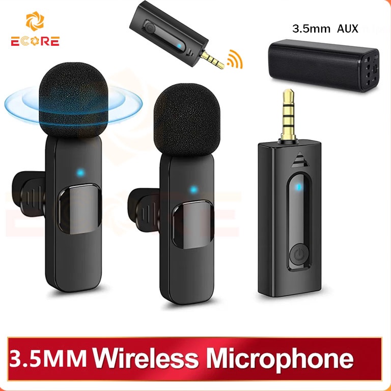 Harga TERMURAAH Ecore Mic Wireless 35mm Lavalier Mikrofon Siaran HP Microphone Wireless Pengurangan 