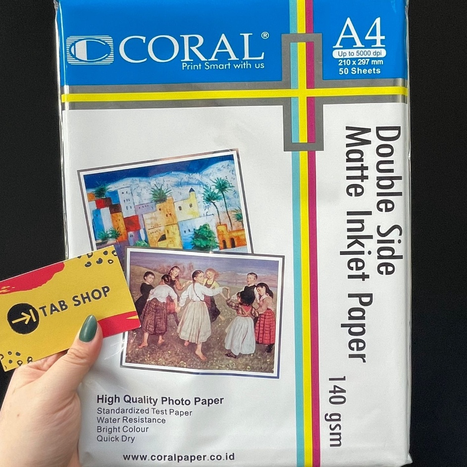 

Super Peminat TAB SHOP CORAL DOUBLE SIDE MATTE INKJET PAPER 14 GSM A4 5 LEMBAR KERTAS SERTIFIKAT DUA SISI MATTE INKJET A4 14 GSM